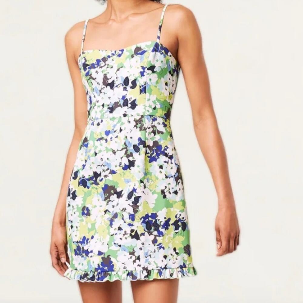 French Connection White, Green, Blue Floral Mini Dress